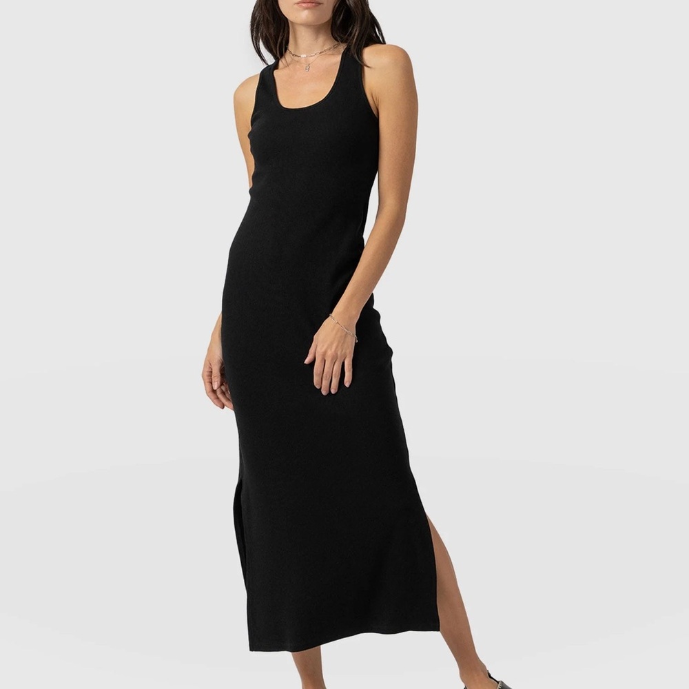 Saint and Sofia Black Sleeveless Rib Dress
